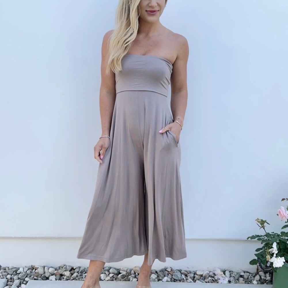 🥳 7/$10!! Mocha Tube top Modal Jumpsuit